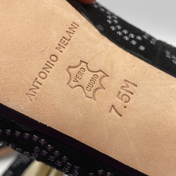 Antonio Melani Black Leather Suede Studded Peep Toe Heels Women's Size 7… - Picture 10 of 15